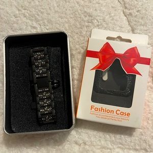 Metal band and face cover for Apple Watch.